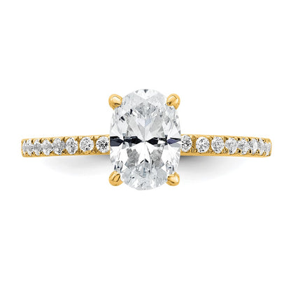 14K Yellow Gold 1 1/3 carat Certified Lab Grown Diamond VS/SI+ G+ Oval Complete Solitaire with Flair Engagement Ring