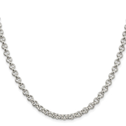 Sterling Silver Rhodium-plated 5mm Rolo 26 Inch Chain