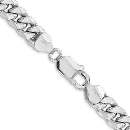 14K White Gold 7.3mm Semi-Solid Miami Cuban 18 Inch Chain