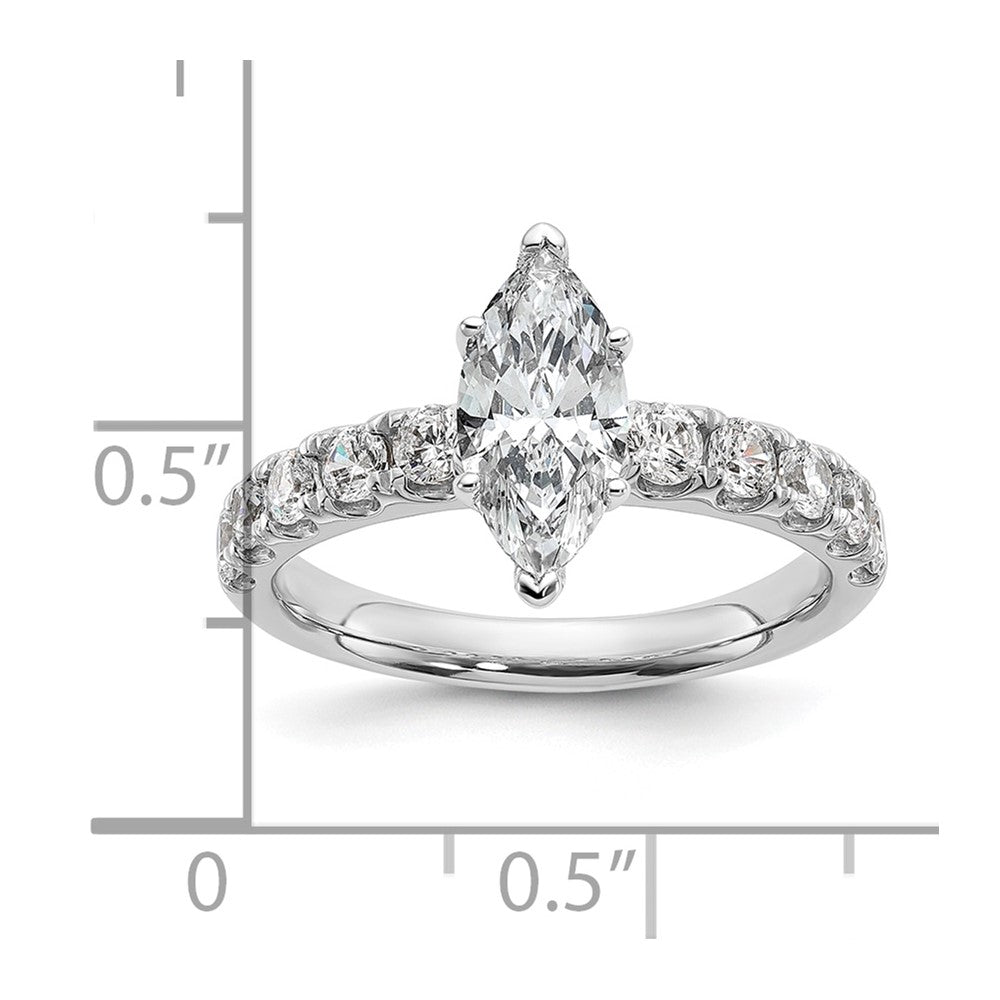 14K White Gold Certified 1 3/4 carat Lab Grown Diamond VS+ F+ Marquise Complete Engagement Ring