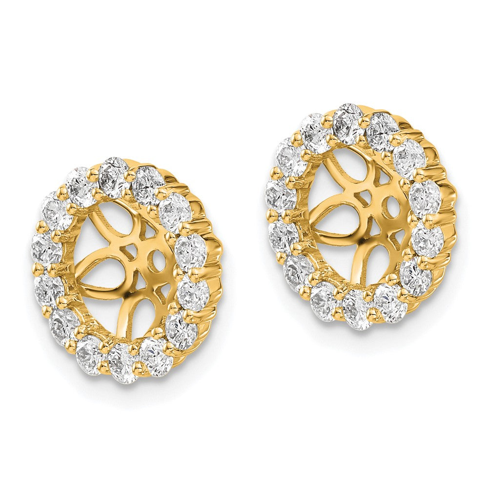 14K Yellow Gold 1 carat Diamond Circle Earring Jackets