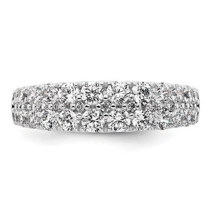 True Origin 14K White Gold 1 1/4 carat Lab Grown Diamond VS+ F+ Double Row Complete Wedding Band Ring