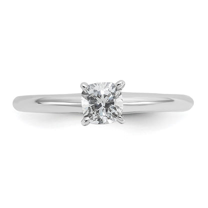 14K White Gold 1/2 carat Lab Grown Diamond VS+ F+ Cushion Complete Solitaire Engagement Ring
