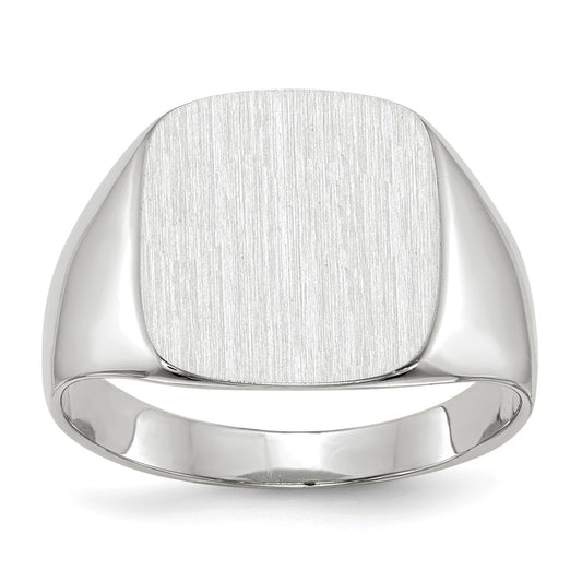 10K White Gold 13.5x14.5mm Closed Back Men's Signet Ring