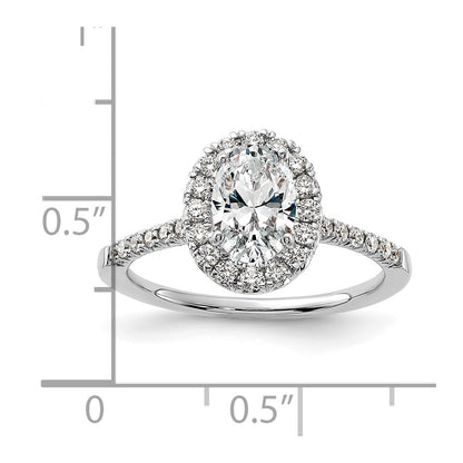 True Origin 14K White Gold 3/8 carat Lab Grown Diamond VS+ F+ Semi-Mount Oval Halo Engagement Ring