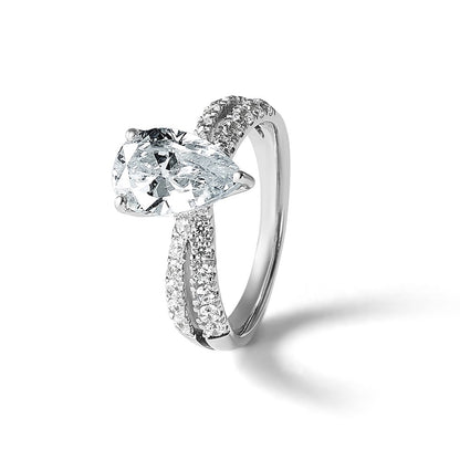 True Origin 14K White Gold 2 5/8 carat Lab Grown Diamond VS+ F+ Complete Pear Engagement Ring