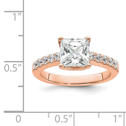 True Origin 14K Rose Gold 3/8 carat Lab Grown Diamond VS+ F+ Semi-Mount Princess Engagement Ring