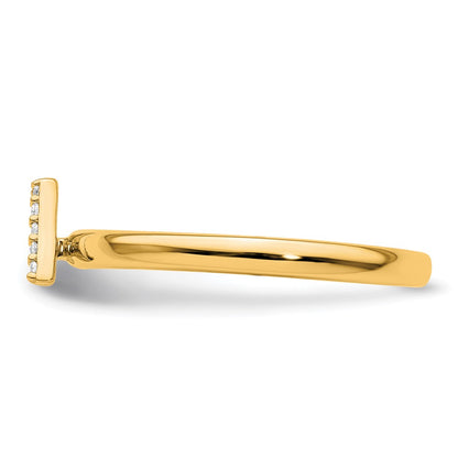 14K Yellow Gold Stackable Diamond Initial A Size 7 Ring