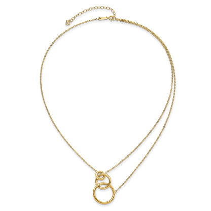 14K Yellow Gold Oval Linked Layer Chain Necklace