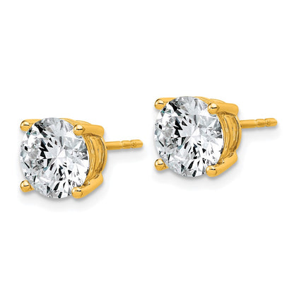 14K Yellow Gold 4 carat Lab Grown Diamond VS/SI+ G+ Round Complete Four Prong Lightweight Stud Earrings