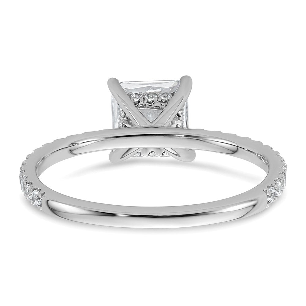 14K White Gold 1 3/8 carat Certified Lab Grown Diamond VS/SI+ G+ Princess Complete Solitaire with Flair Engagement Ring