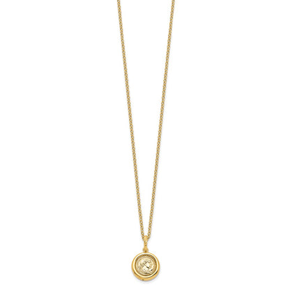 14K Yellow Gold Polished Replica Roman Coin 18in Necklace