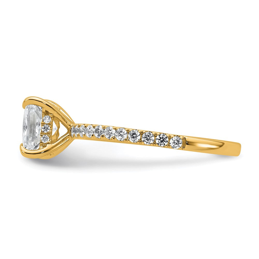 14K Yellow Gold 2 carat Certified Lab Grown Diamond VS/SI+ G+ Princess Complete Solitaire with Flair Engagement Ring