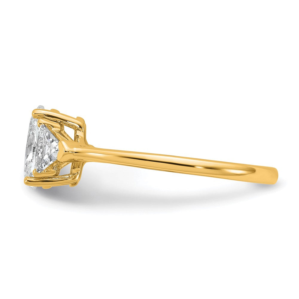 14K Yellow Gold 1 1/2 carat Certified Lab Grown Diamond VS+ F+ Complete Oval and Trillion Three Stone Engagement Ring