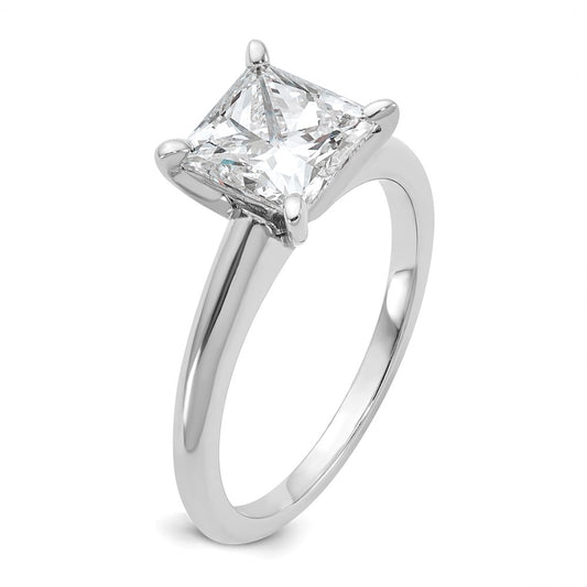 14K White Gold 2 carat Certified Lab Grown Diamond VS+ F+ Princess Complete Solitaire Engagement Ring