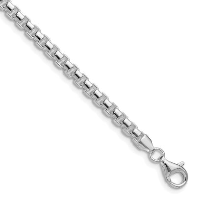 Sterling Silver Rhodium-plated Polished 4mm Round Box 26 Inch Chain