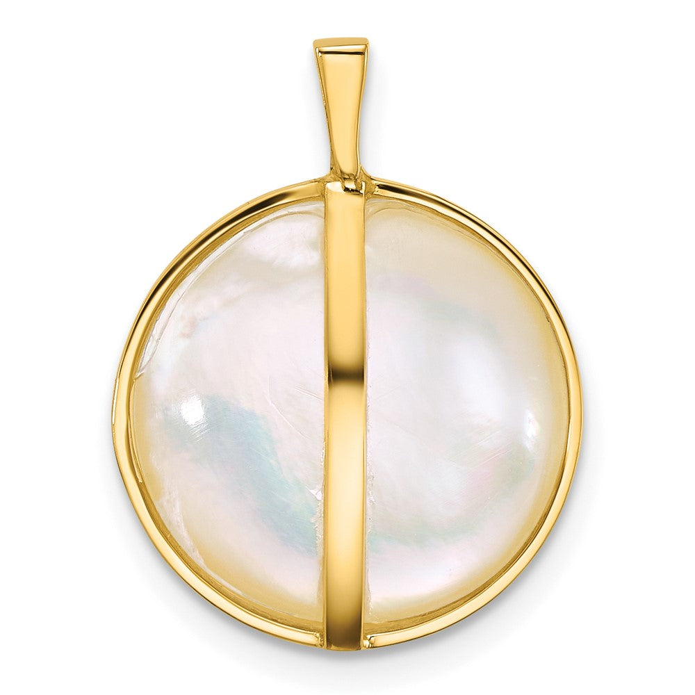 14K Yellow Gold 14-15mm Round Saltwater Cultured Mabe Pearl Pendant