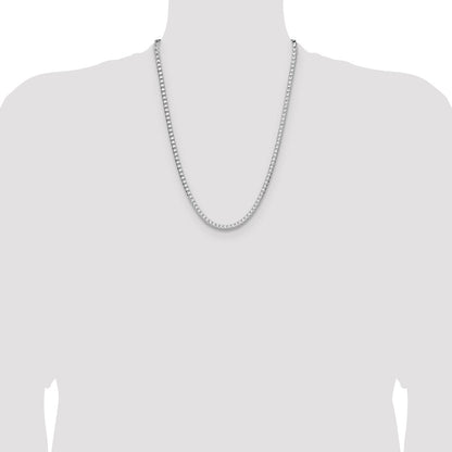 Sterling Silver Rhodium-plated 4.7mm D/C Square Franco 24 Inch Chain