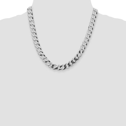 Sterling Silver Rhodium-plated 9.75mm Flat Curb 20 Inch Chain