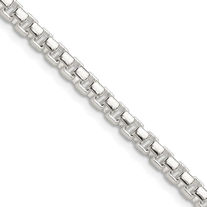 Sterling Silver Polished 4mm Round Box 26 Inch Chain