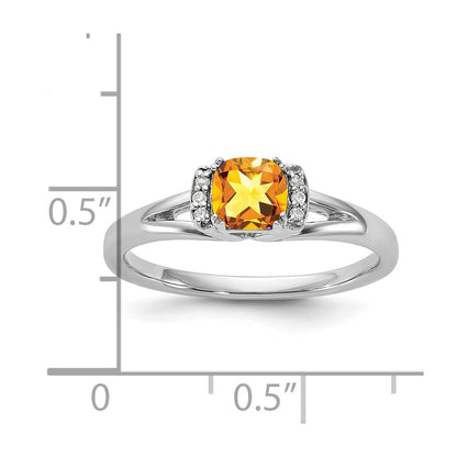 14K White Gold Polished Diamond and Citrine Fashion Ring