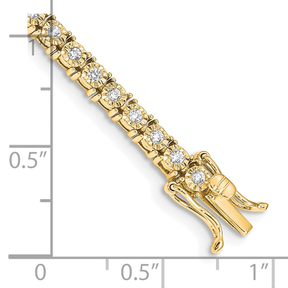14K Yellow Gold Complete 1 carat Diamond Illusion Setting 7 Inch Tennis Bracelet