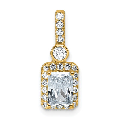 14K Yellow Gold 1 carat Certified Lab Grown Diamond VS/SI+ G+ Radiant Complete Halo Pendant