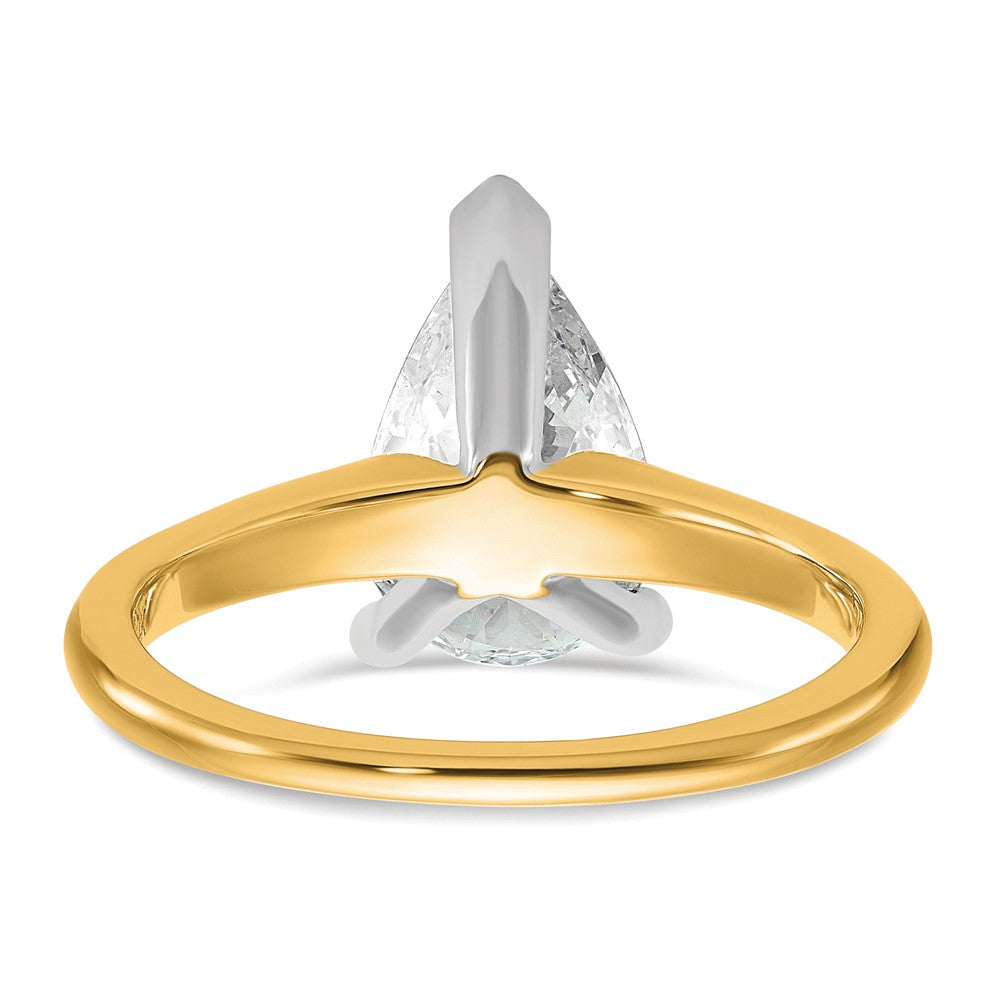 14K Two-Tone Gold Two-tone 2 carat Lab Grown Diamond VS+ F+ Pear Solitaire Complete Engagement Ring