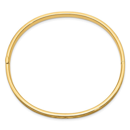 14K Yellow Gold 3/16 Oversize Diamond-cut Concave 5.00mm Hinged Oval Bangle Bracelet