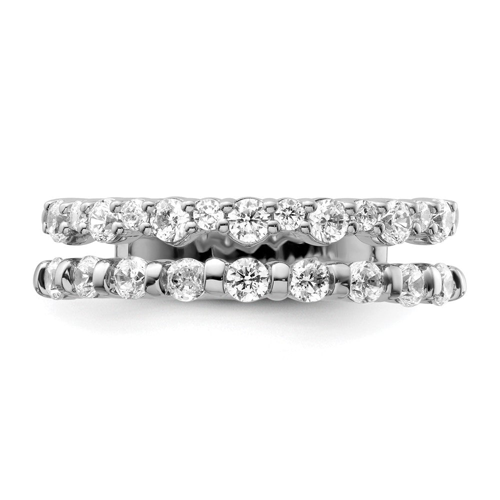 14K White Gold Polished Diamond Double Wedding Band Ring Fashion Ring