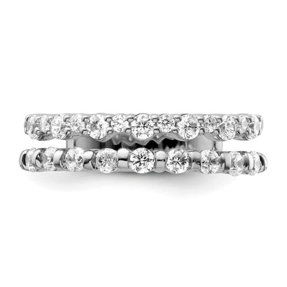 14K White Gold Polished Diamond Double Wedding Band Ring Fashion Ring