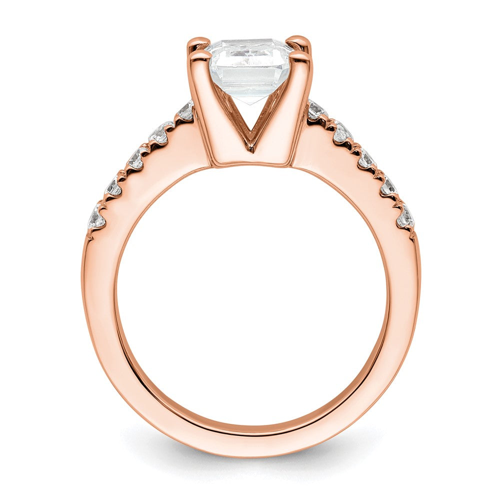 True Origin 14K Rose Gold 3/8 carat Lab Grown Diamond VS+ F+ Semi-Mount Emerald Engagement Ring