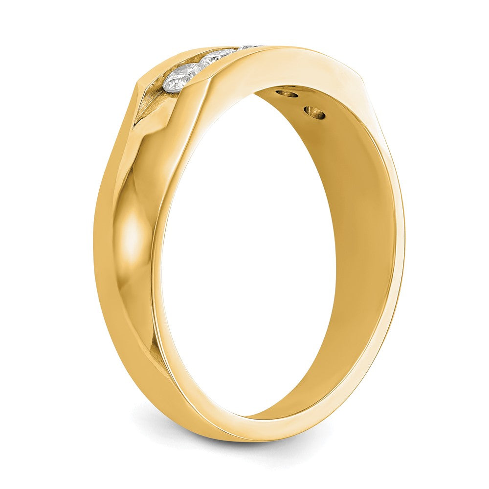 True Origin 14K Men's 1/2 carat Lab Grown Diamond VS/SI  D E F  5 Stone Channel Wedding Band Ring