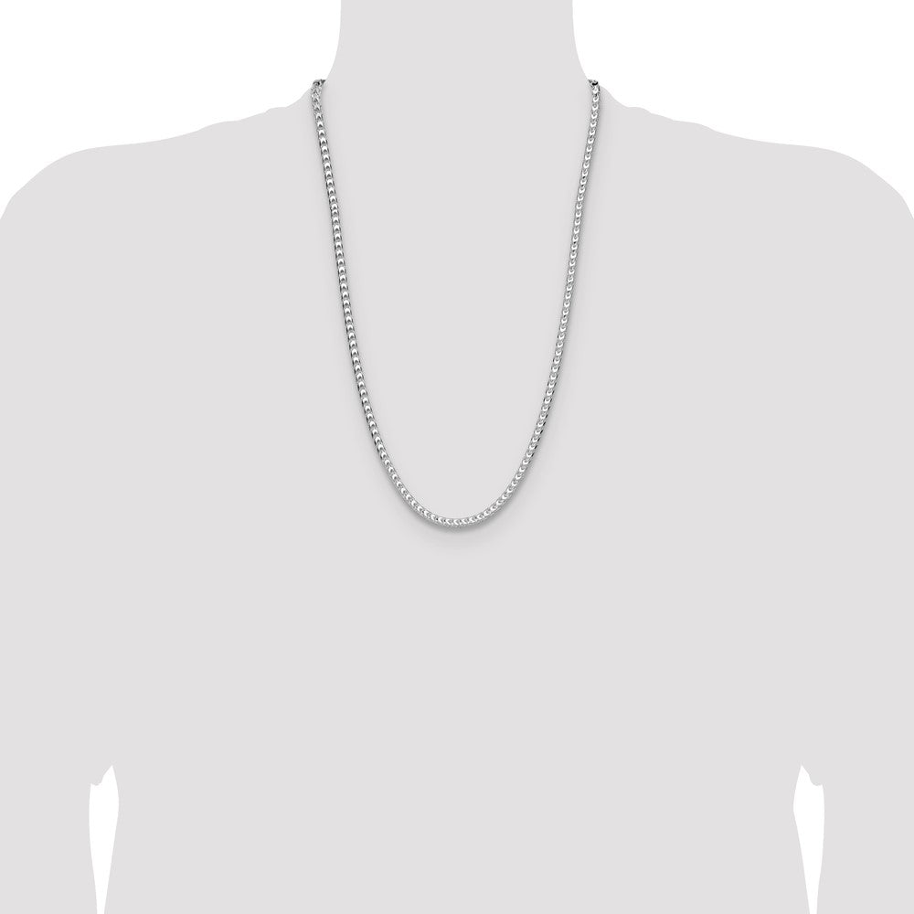 Sterling Silver Rhodium-plated 4.7mm D/C Square Franco 26 Inch Chain