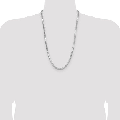 Sterling Silver Rhodium-plated 4.7mm D/C Square Franco 26 Inch Chain