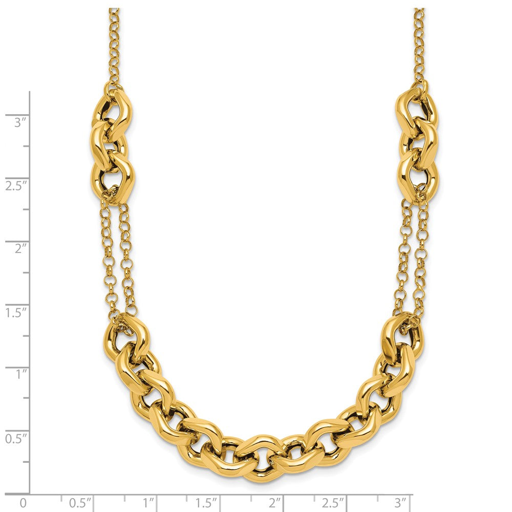 14K Yellow Gold Polished Fancy Multi Link Chain 18 Inch Necklace