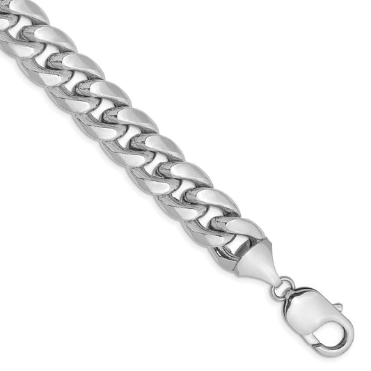 14K White Gold 11mm Semi-Solid Miami Cuban 8 Inch Chain
