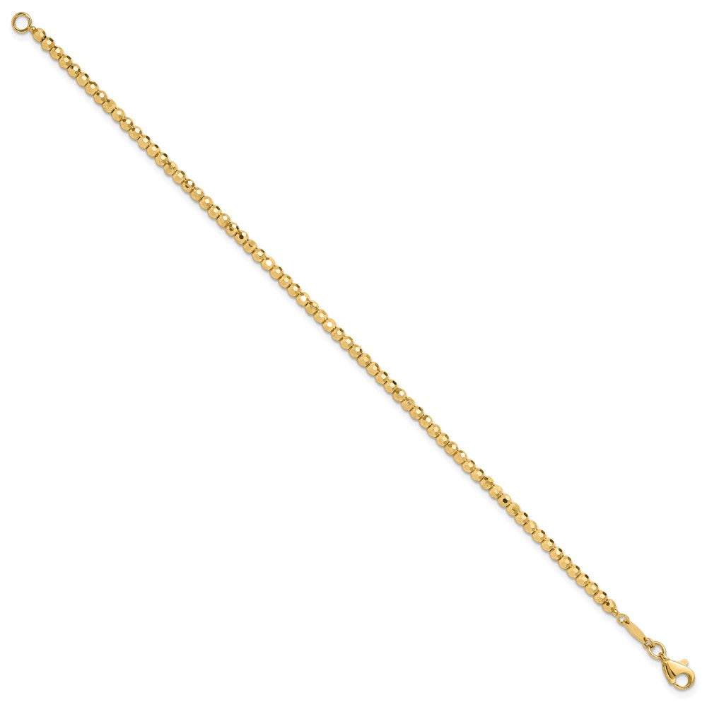 14K Yellow Gold Polished and Diamond-cut Beaded 7.25 Inch Bracelet