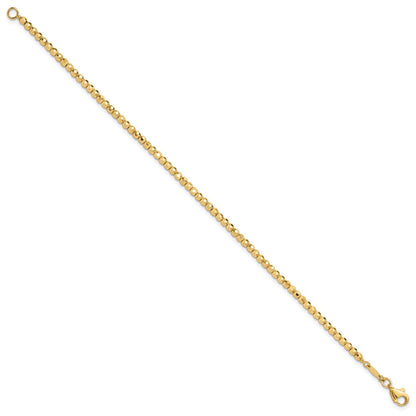 14K Yellow Gold Polished and Diamond-cut Beaded 7.25 Inch Bracelet