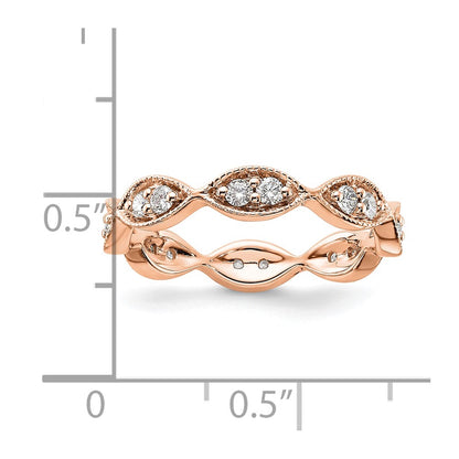 14K Rose Gold Polished Size 7 Vintage Pave 1/2 carat Diamond Complete Eternity Wedding Band Ring