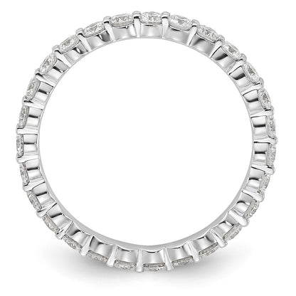 14K White Gold 1 carat Lab Grown Diamond VS+ F+ Round Complete Channel Set Size 4.5 Eternity Wedding Band Ring