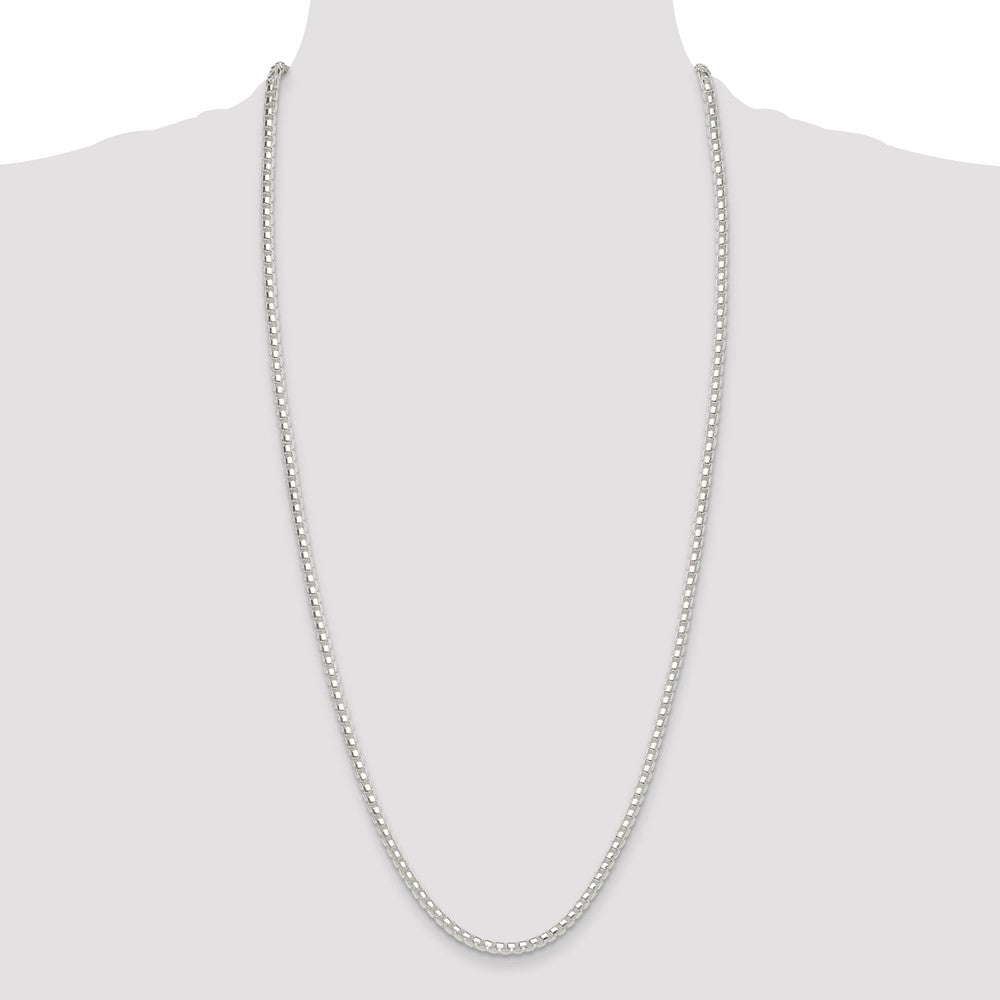 Sterling Silver Polished 4mm Round Box 30 Inch Chain