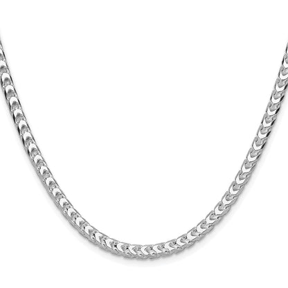 Sterling Silver Rhodium-plated 4.7mm D/C Square Franco 22 Inch Chain