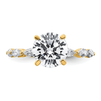 True Origin 14K Yellow Gold 5/8 carat Lab Ground Diamond VS+ F+ Semi-Mount Round Engagement Ring