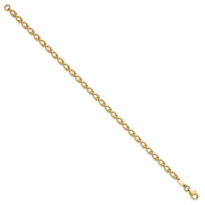 14K Yellow Gold Polished Fancy Beaded Link 7 Inch Bracelet
