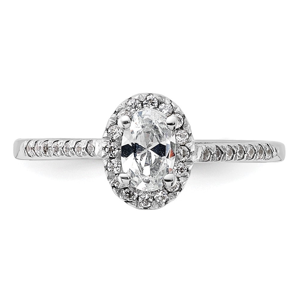 14K White Gold Halo Plus (Holds 1/2 carat (6.5x4.5mm) Oval Center) 1/3 carat Diamond Semi-Mount Engagement Ring