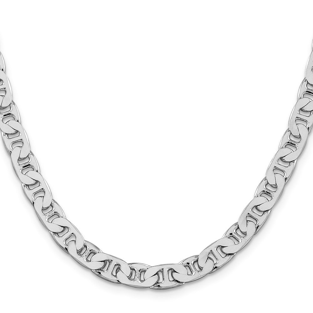 Sterling Silver Rhodium-plated 6.5mm Flat Anchor 24 Inch Chain