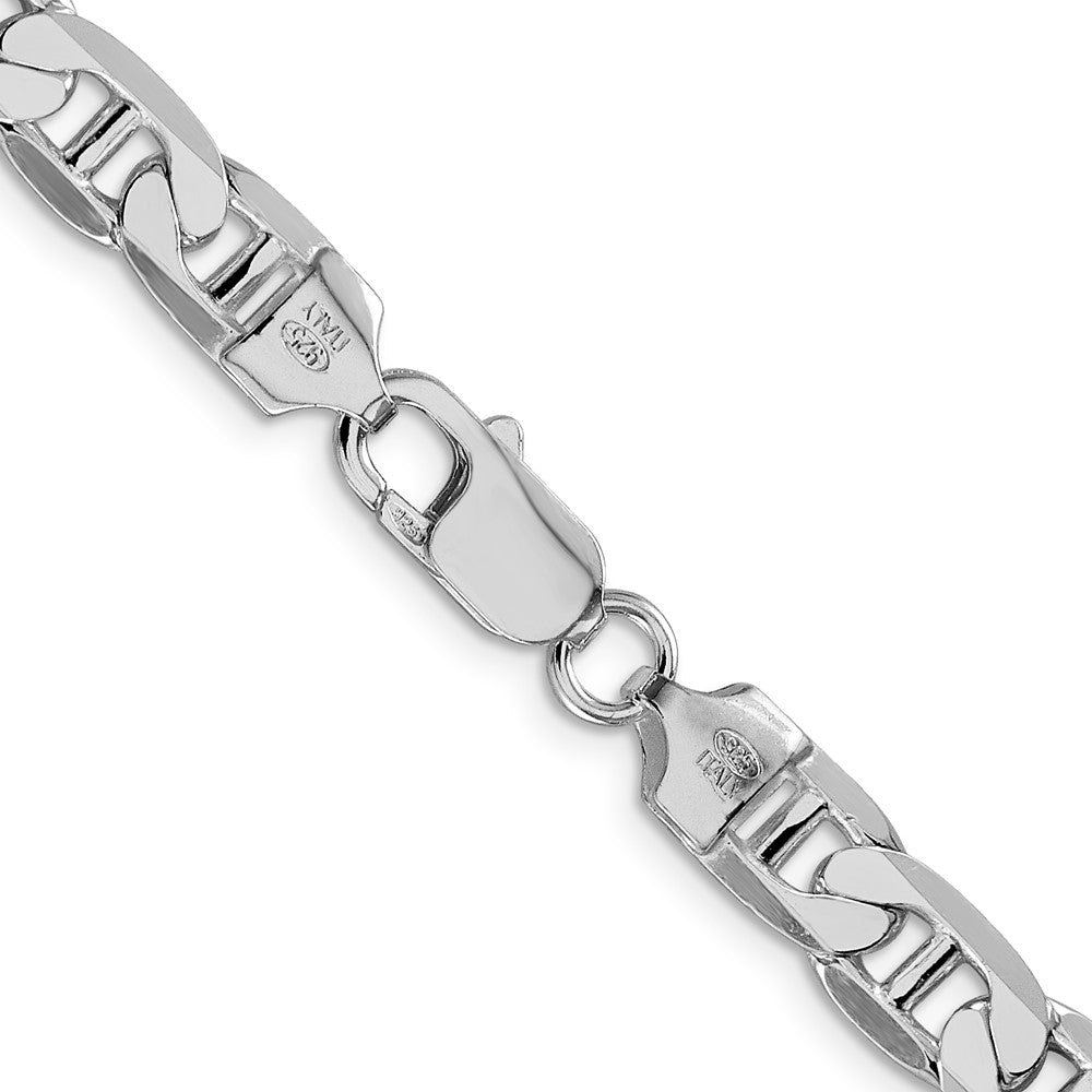 Sterling Silver Rhodium-plated 7mm Flat Anchor 22 Inch Chain