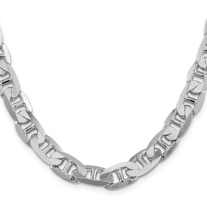 Sterling Silver Rhodium-plated 9.5mm Flat Anchor 22 Inch Chain