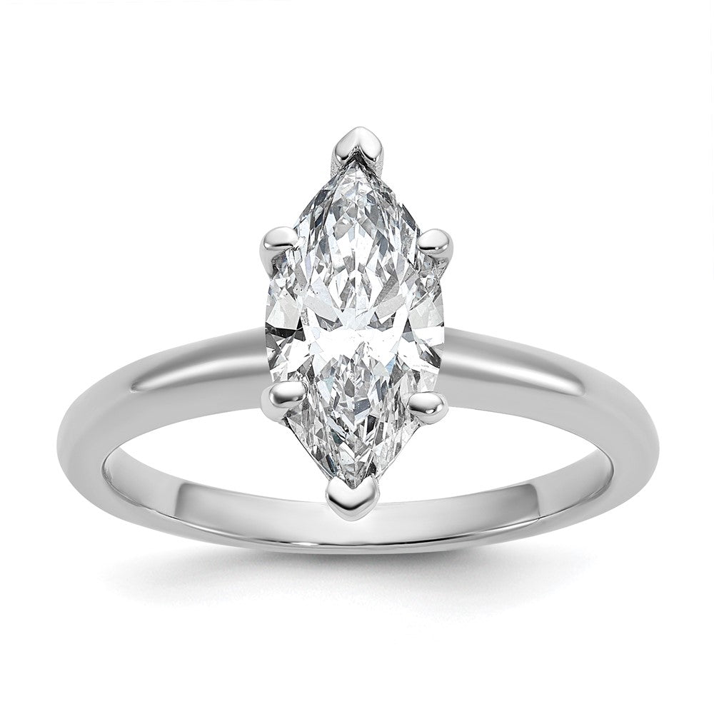 14K White Gold 1 1/2 carat Certified Lab Grown Diamond VS+ F+ Marquise Solitaire Complete Engagement Ring